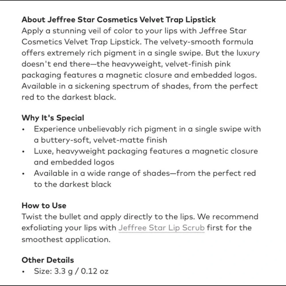 Jeffree Star: Velvet Trap in Jawbreaker NIB